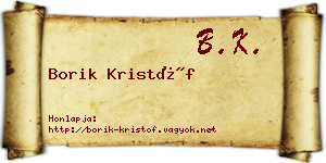 Borik Kristóf névjegykártya