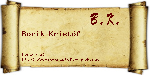 Borik Kristóf névjegykártya